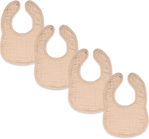 Miniatura 1 de Comfy Cubs Baberos de muselina para bebé, 100% algodón ajustable con broches fáciles, dentición y babeo, suave y absorbente