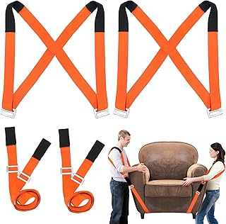 Moving Straps,2-Person Lifting and Moving System Adjustable Shoulder Lifting for Move,Lift,Carry,Secure Furniture,Appliances,Mattresses,Heavy Objects up to 800lbs,Safely and Easily Like a Pro,Orange