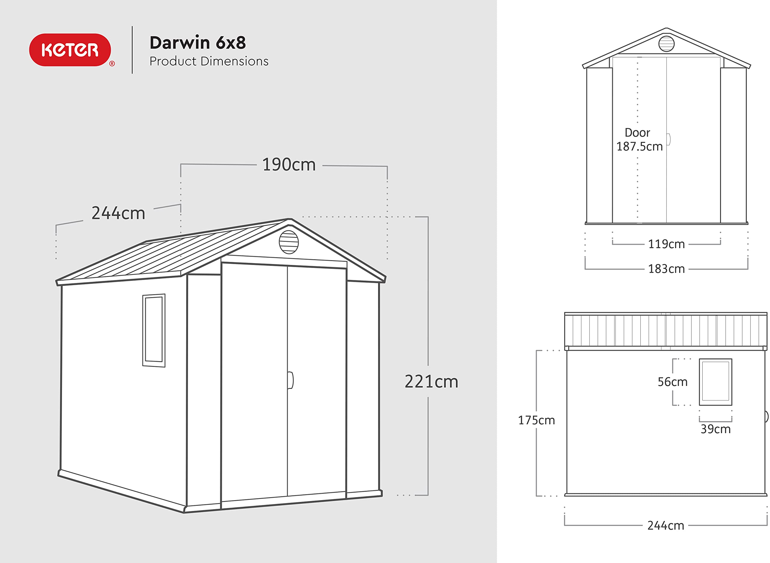 KETER - ABRI Darwin 68-4,5m² - Gris