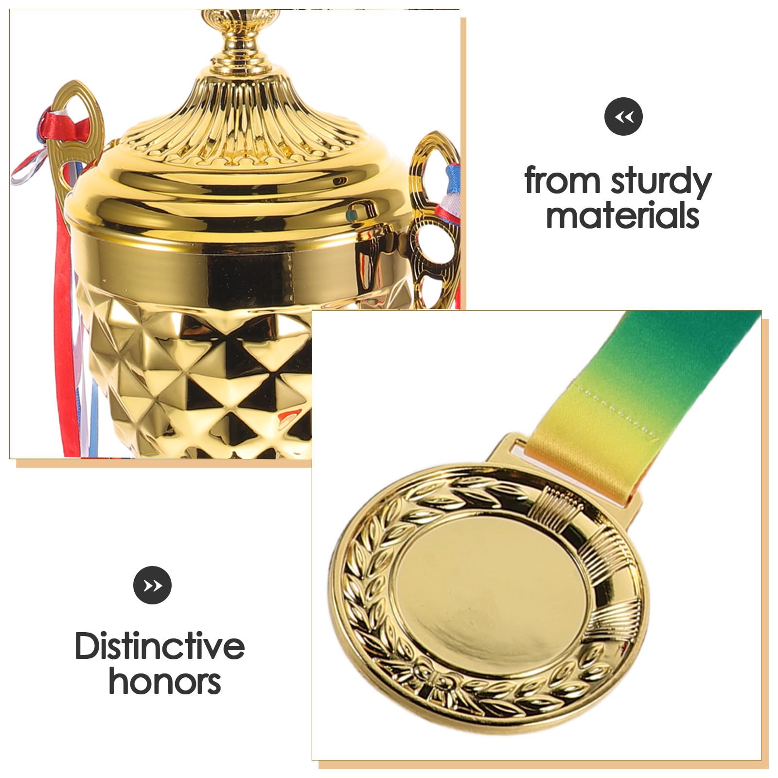 Sporttrophäe und Goldmedaille aus Metall mit Band 1 Satz für Sportliche Wettkämpfe und Zeremonien Elegante Auszeichnung