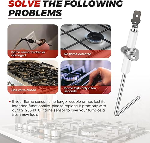 Miniatura 5 de Puxyblue 2 paquetes 62-23543-01 Sensor de llama para horno Rheem, Ruud, WeatherKing, zona térmica, reemplazo de horno DuroGuard62-23543-01,