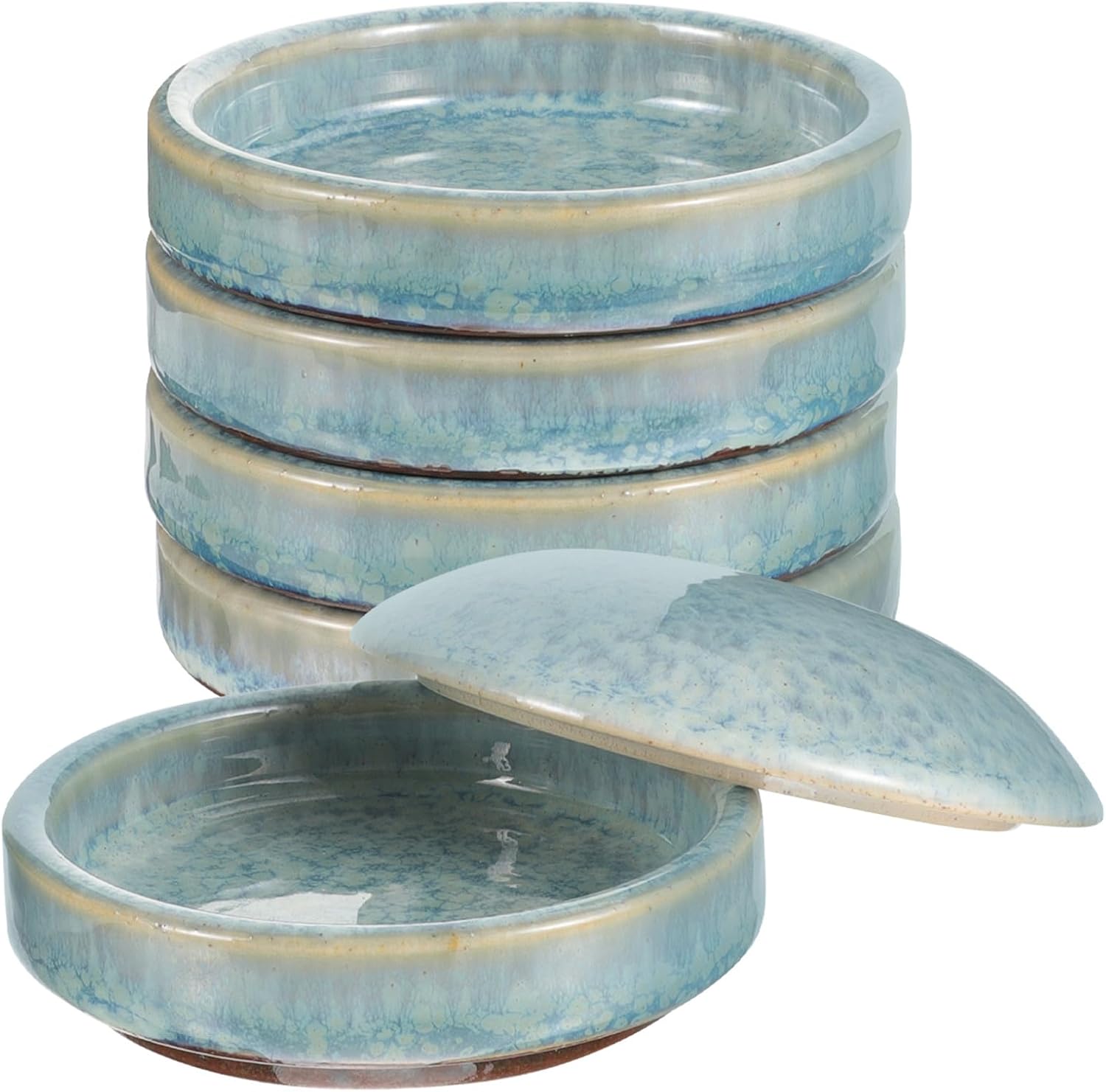 Ceramic Paint Palettes with Lid, Stackable Porcelain Mixing Trays for Watercolor and Gouache, Multi-Functional Artist Pigment Trays for Painting and Drawing Supplies