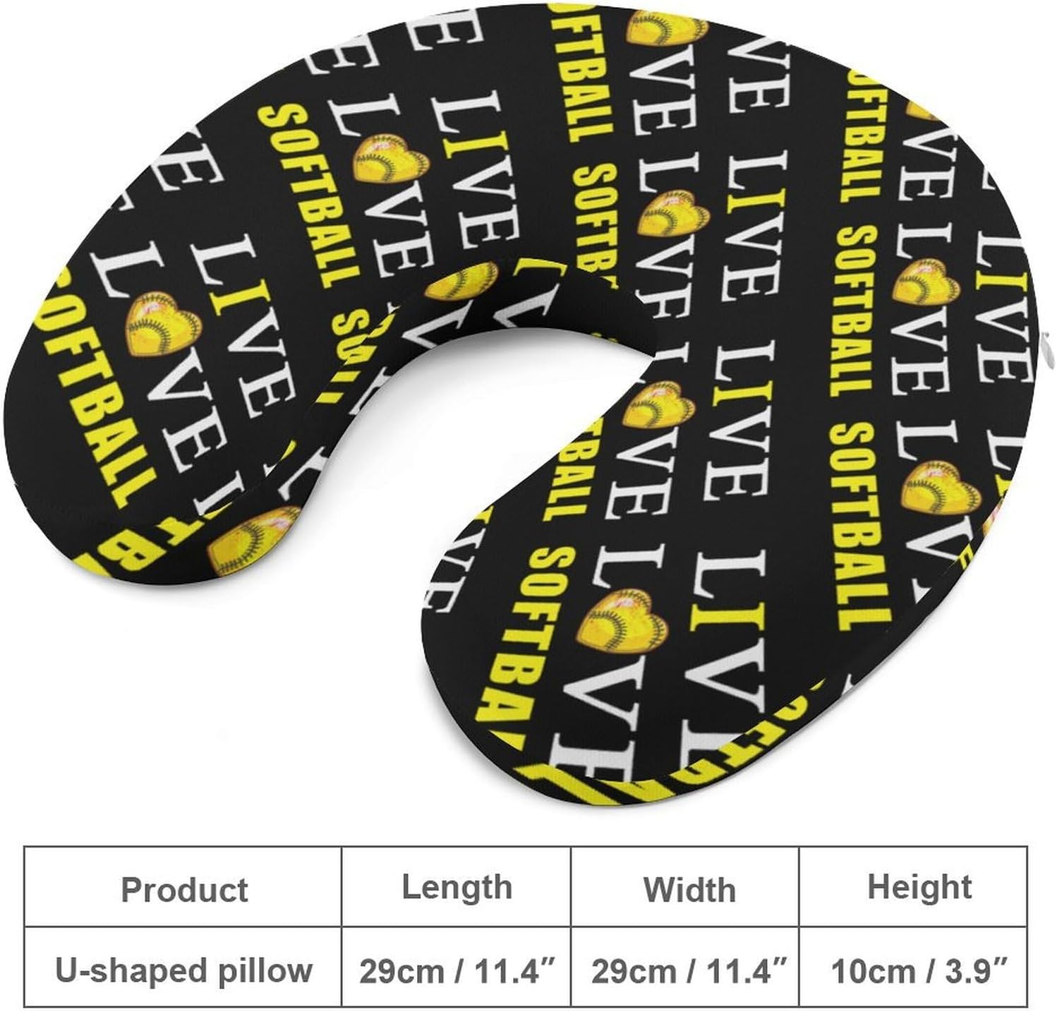 Live Love Softball Travel Pillow U Shape Neck Pillow Washable Pillowcase for Sleeping Chair