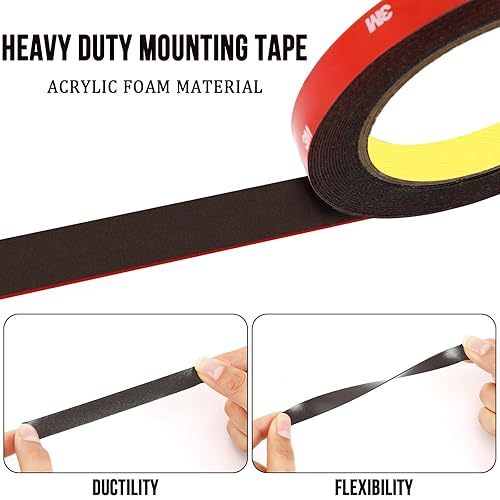 Miniatura 3 de UPINS 2 rollos de cinta de doble cara resistente, 0.5 pulgadas x 16.5 pies, cinta de montaje de dos caras repelente al agua, fuerte adhesivo 3M,