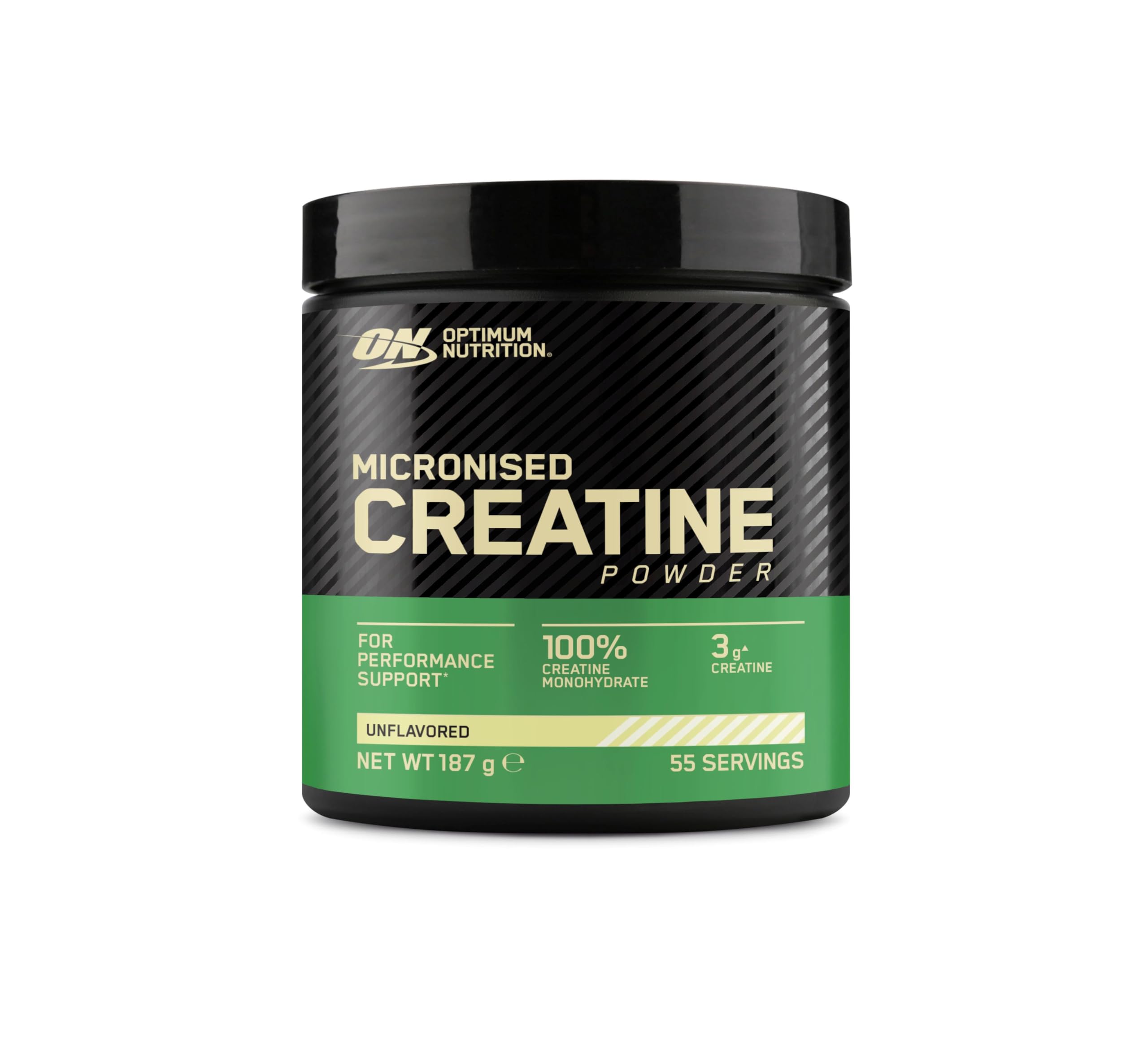 Optimum Nutrition Kreatin Monohydrat Pulver – 3 g reines Kreatin pro Portion – Unterstützt Leistung & Kraft bei intensivem Training – Geschmacksneutral, Optimal als Pre- oder Post-Workout – 187 g