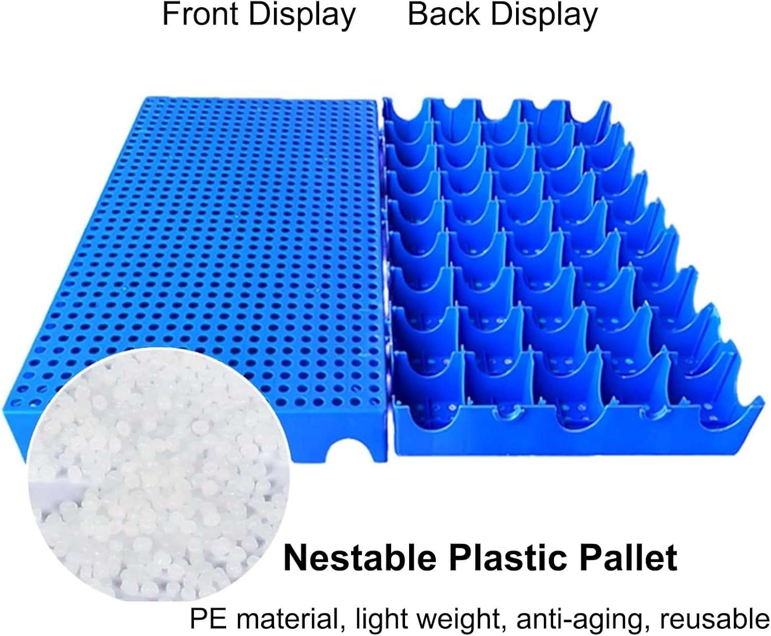Plastic Pallets, Lightweight Nestable Sheet Mats, Blue Storage Ventilated Mats, Interlocking Pallet for Garage Garden Room Balcony(40x40x3cm)