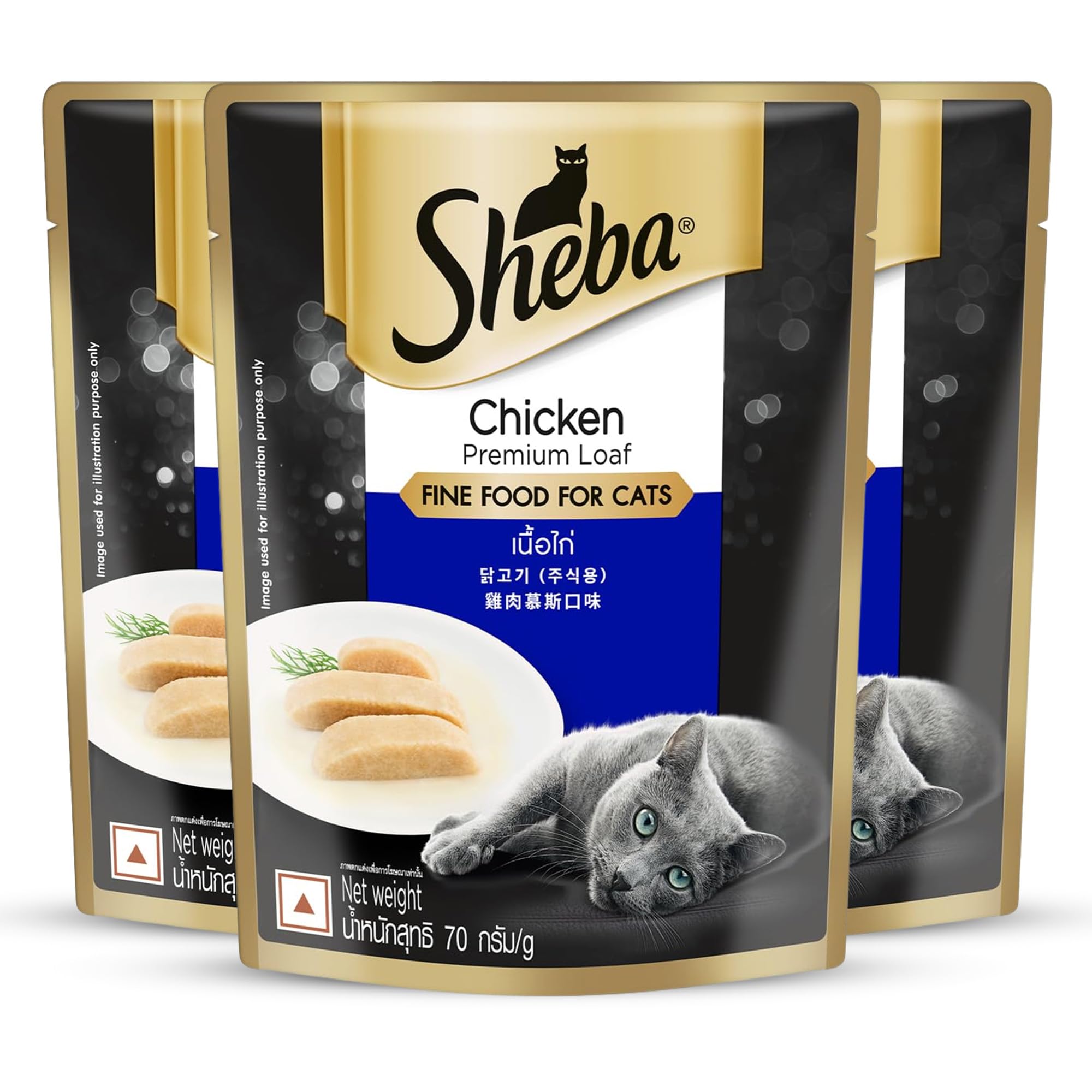 Fine Premium Adult (1+ Years) Wet Cat Food, Chicken Premium Loaf, 70 g Pouch, High-Moisture Gravy cat Food for Healthy Hydration (Pack of 3)