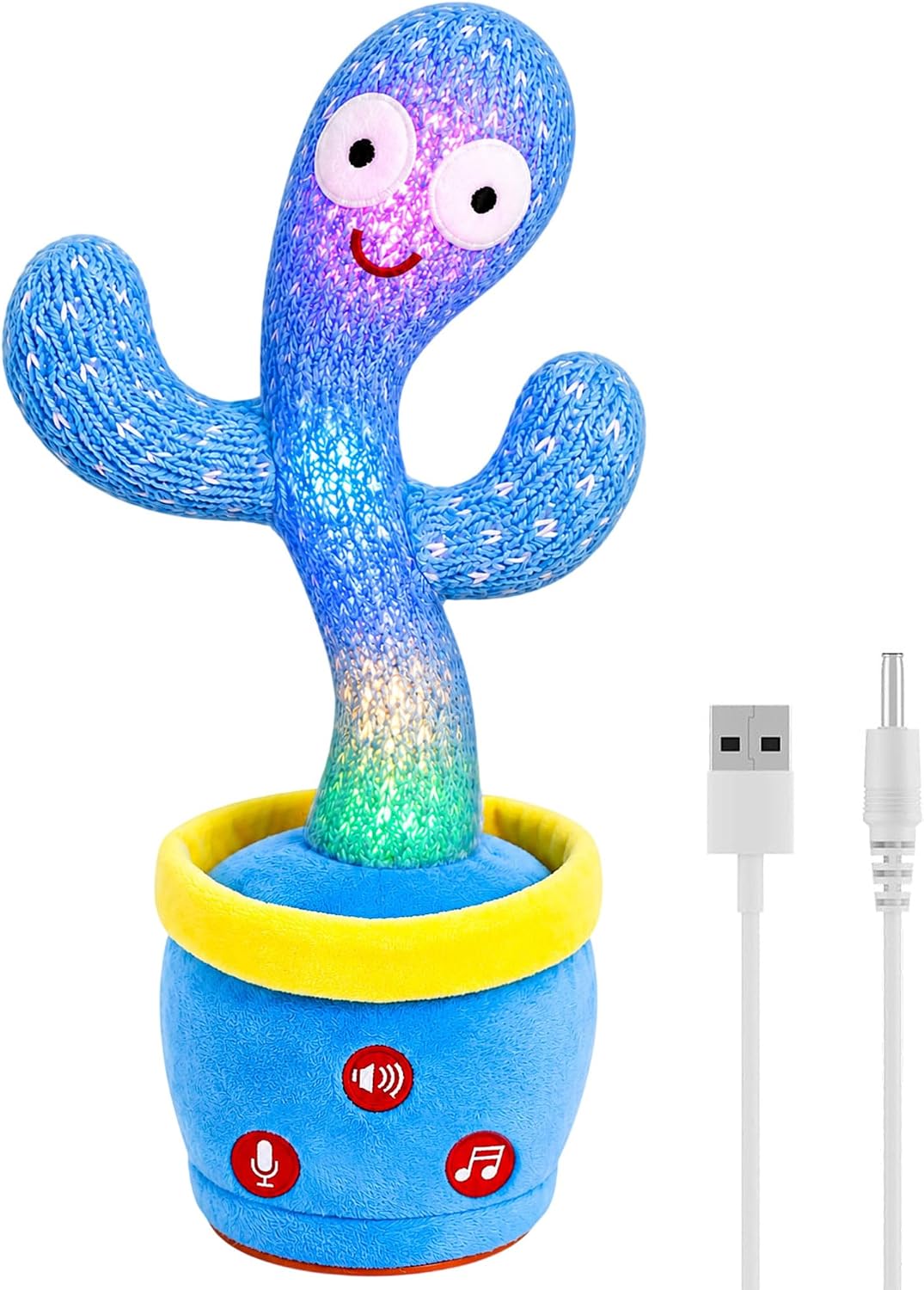 River Mill Rechargeable Dancing Talking Cactus Toy Adjustable Volume, Singing Mimicking Cactus Baby Toy, Safe Plush Eyes Baby Toys 18 Month+, Birthday Gifts for Baby Girl