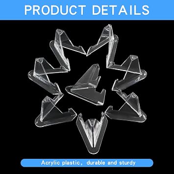 6 Pack Acrylic Easel Stand, 2 Height | Plastic Sports Card Display, Coin Display Holder, Magnetic Card Holder, Book, Picture, Challenge Medals Display
