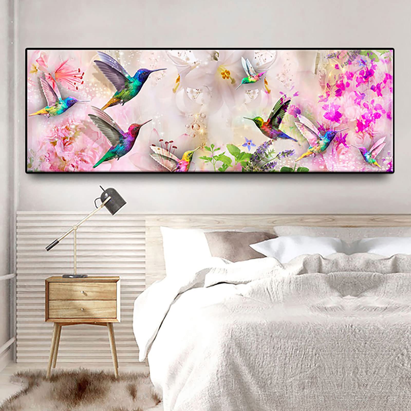 Instarry DIY 5D Diamond Painting Kit Completo Colibrì e Fiori Decorazioni Parete 150x50 cm
