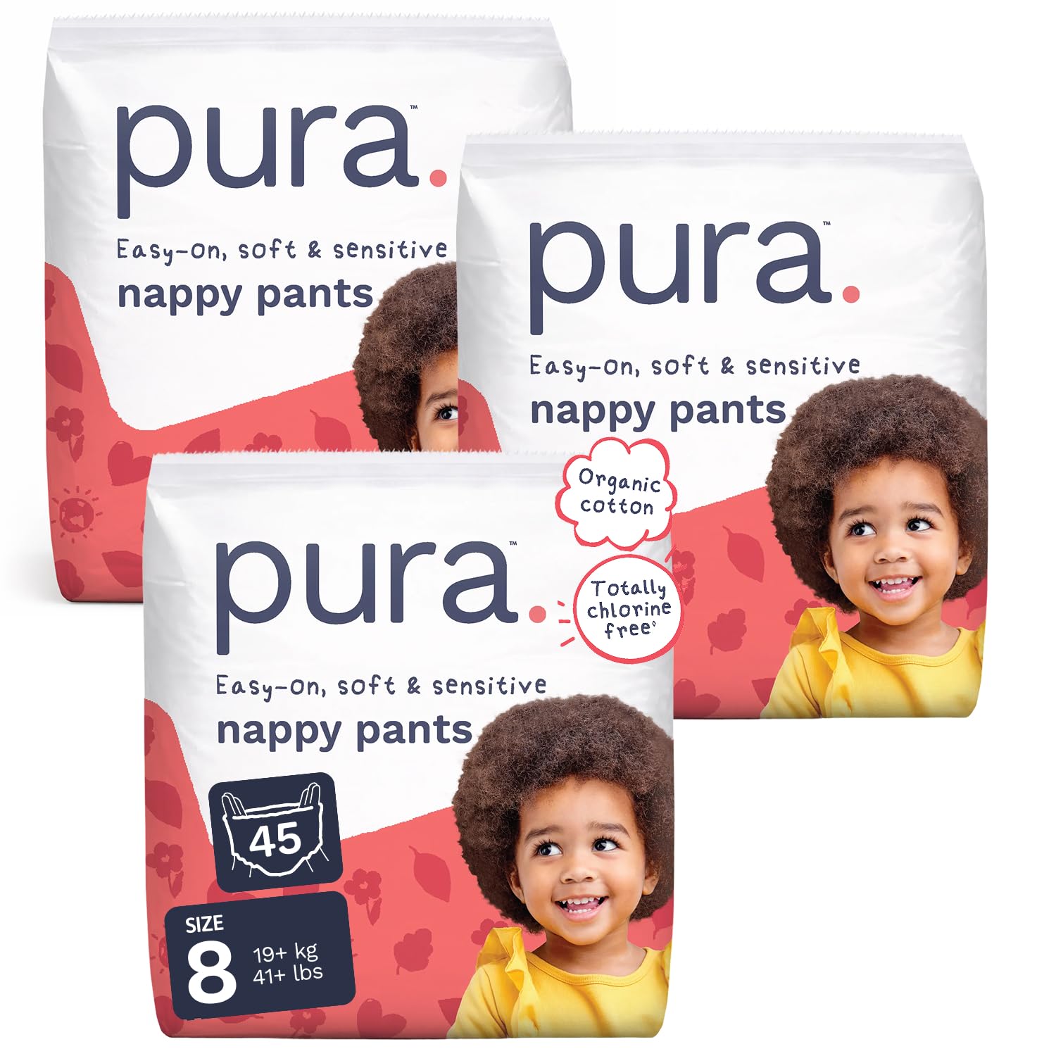 Pura Nappy Pants Size 8, 15 Count, 19kg+, 360° Stretch Fit, Potty Training Pants for Hypoallergenic & Sensitive Skin, Up to 12 Hours Overnight Leak Protection, Totally Chlorine Free — view 15