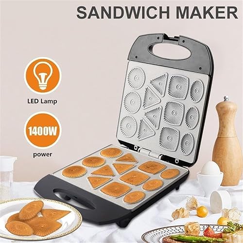 Miniatura 2 de Máquina eléctrica para hacer galletas para el hogar, máquina de desayuno, waffle, pastelería, para hornear, hace 13 galletas por operación, 1400 W