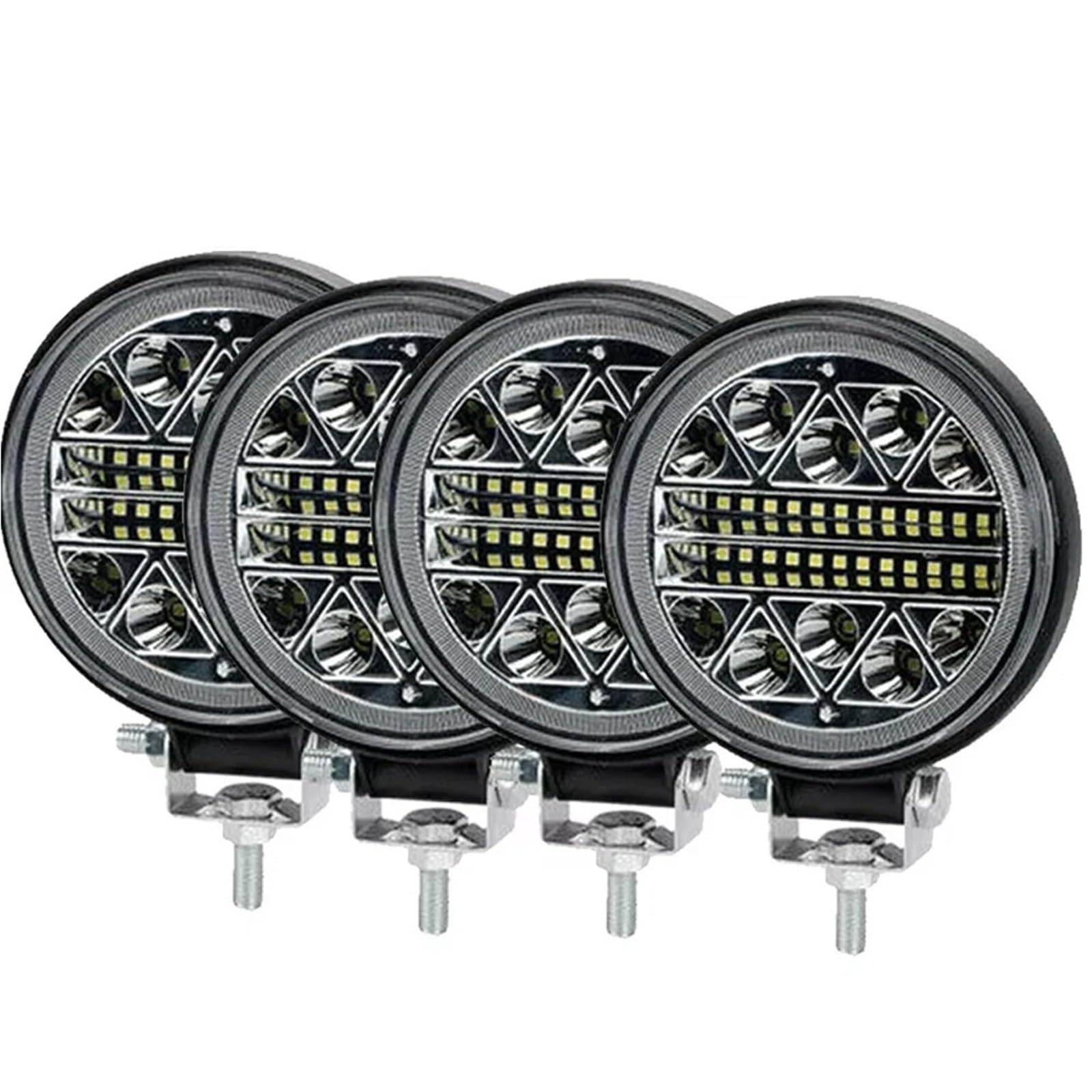 Fari Anteriori Barra LED Lavoro Auto 4" 102 W 12 V 24 V Spot Flood Flash Fuoristrada Camion Barca 4x4 ATV SUV Fari Fendinebbia(4piece round 102W 1)