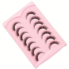 Gmagictobo False Eyelashes Natural Wispy Cat Eye Lashes Pack Short 3D Faux Mink Lashes Soft Strips Lashes Crossed Fake Eyelashes 7 Pairs