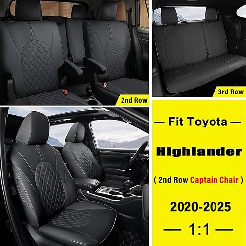 Miniatura 2 de GIANT PANDA Juego completo de fundas de asiento de automóvil personalizadas para Toyota Highlander XLEXSELimitedPlatinumHybrid 2020 2021 2022 2023
