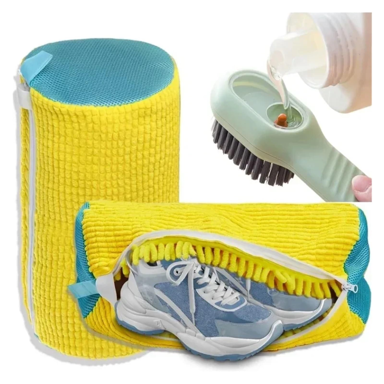 Wiederverwendbarer, Langlebiger, Flauschiger Schuhwaschbeutel(1pc Blue)