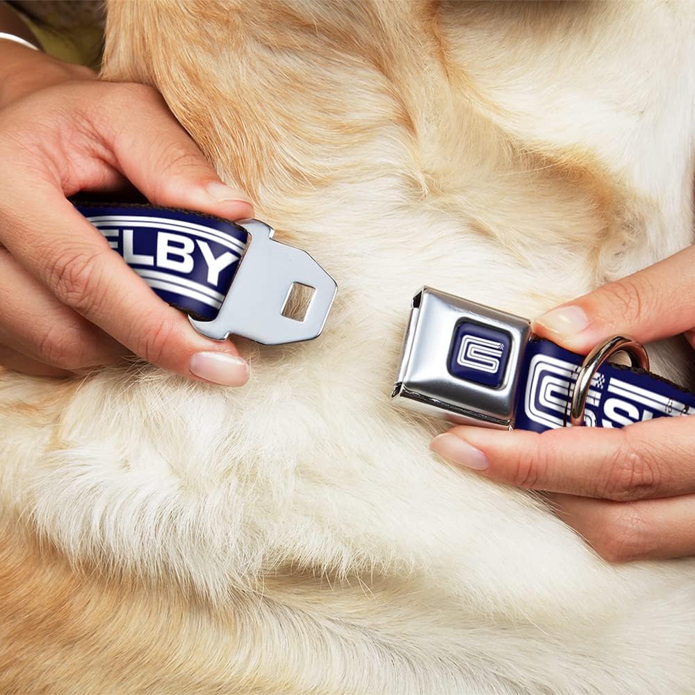 Buckle-Down Dog Collar Seatbelt Buckle Carroll Shelby CS Shelby Racing Logo Block Navy White 9.5 to 13 Inches 1.0 Inch Wide (DC-SB-CSU-WCS007-1.0-S)
