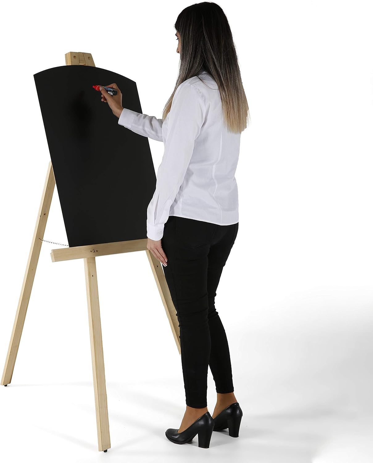 M&T Displays Natural Wood Rustic Art Easel Adjustable Height Stand Tripod Wooden Display for Artist Drawing Painting Canvas Holder Welcome Wedding Sign 23.43x62.80 Inches