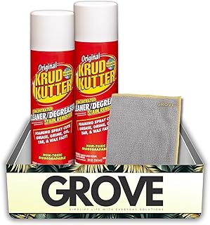 Krud Kutter No Scent Cleaner and Degreaser 20 oz Foam Bundle with Microfiber Cloth – Powerful Degreaser for Grease, Oil, and Stubborn Messes – Gift Set (3 Items)