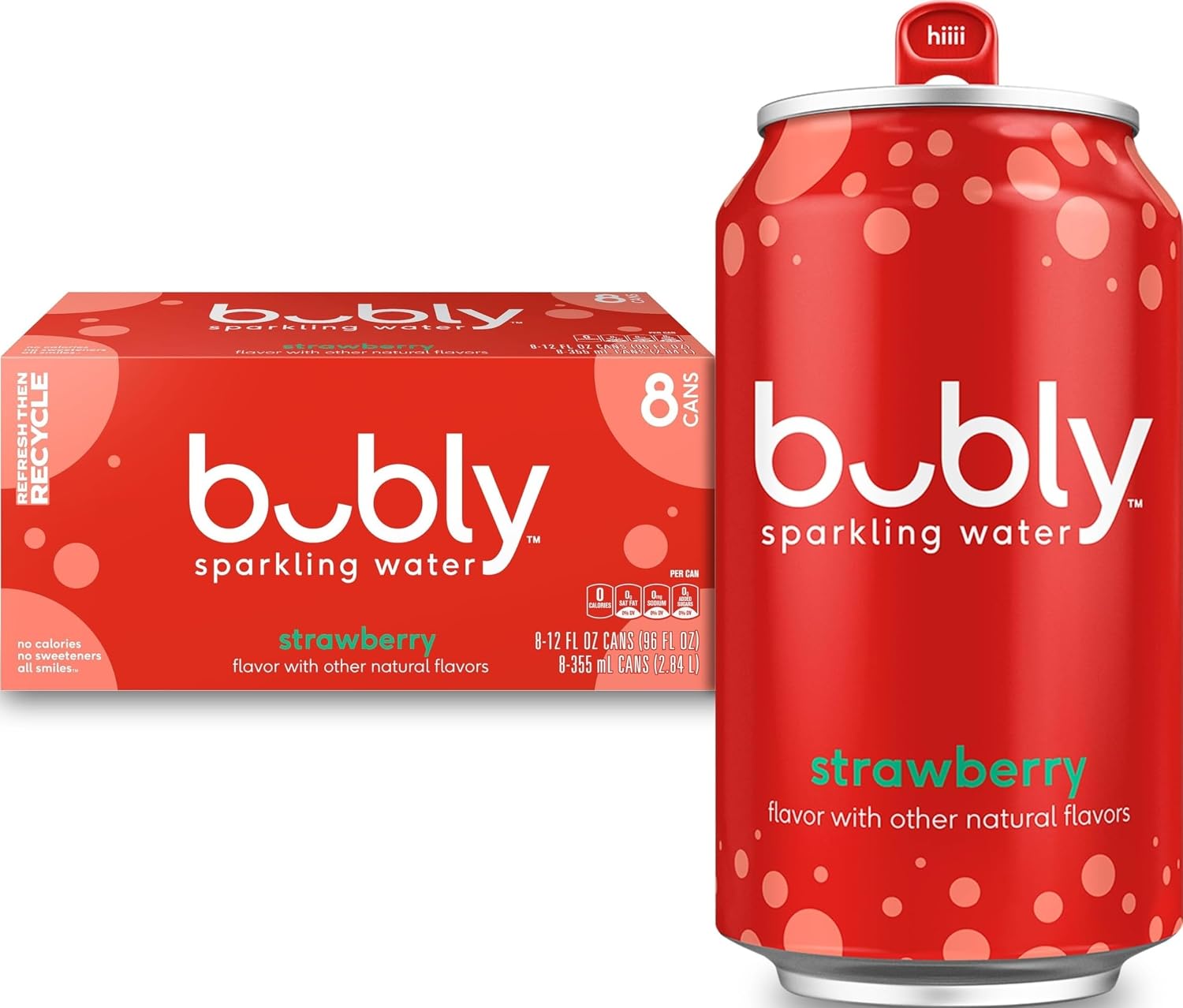 bubly Sparkling Water, Strawberry, 12 Fl Oz Cans (8 Pack)