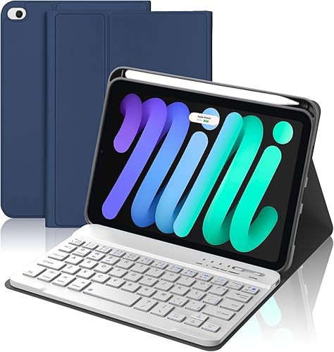 BORIYUAN Funda con teclado para iPad mini, teclado Bluetooth inalámbrico desmontable delgado con folio inteligente para Apple iPad mini 5 2019/iPad