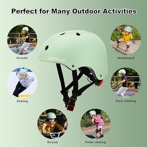 Miniatura 48 de Casco de bicicleta para niños, cascos de patineta para niños de 2 a 3 a 5 a 8 a 14 años, ajustable, multideporte, bicicleta, patinaje, fútbol, Negro