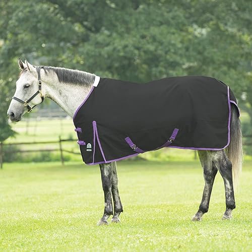 Miniatura 2 de SmartPak Classic 600D Turnout Horse Manta 81-M (7.76 oz)-NegroPúrpura