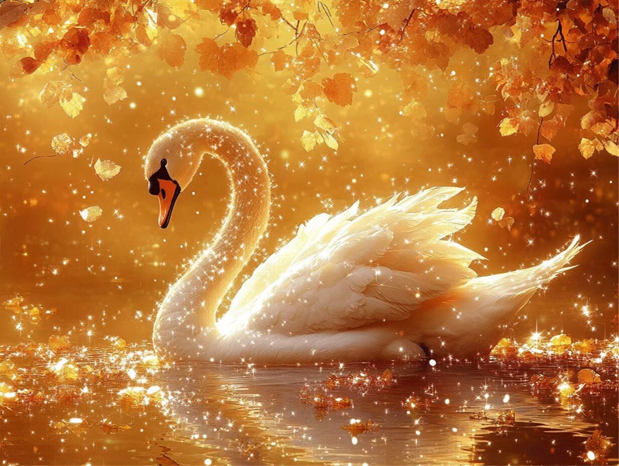 5D Dream Diamond Painting Swan Diamond Painting Complete Kit, DIY Adult Glass Painting, Diamond Painting For Beginners, Home Wall Decor 70x90cm 0Y-1248
