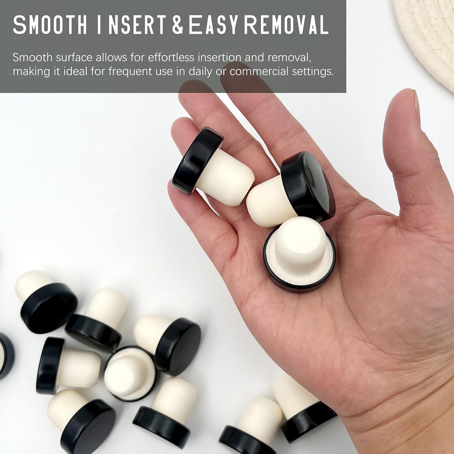 Reusable T-Shaped Wine Bottle Stopper Corks – Black Sealing Plugs for Wine, Beer & Champagne Bottles, DIY Craft Use, (24-Piece Set,Black)