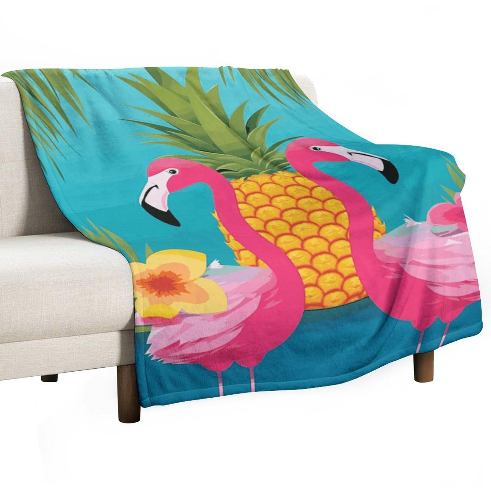 Couverture en flanelle anti-froid légère motif flamant rose