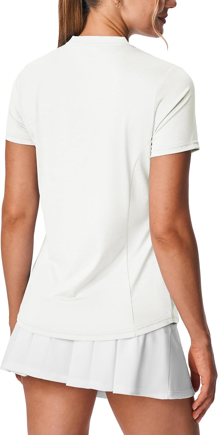BGOWATU Women's Short Sleeve Golf Tennis Polo Shirts 1/4 Zip Collarless Casual Work Tops Sun Shirt Dry Fit