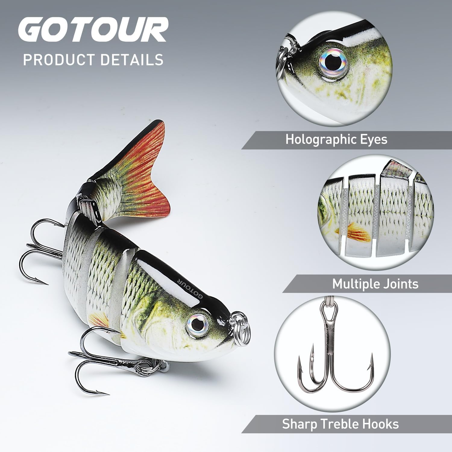 GOTOUR Jointed Swimbaits, 4in, 3-Pack, photo 3 of 6