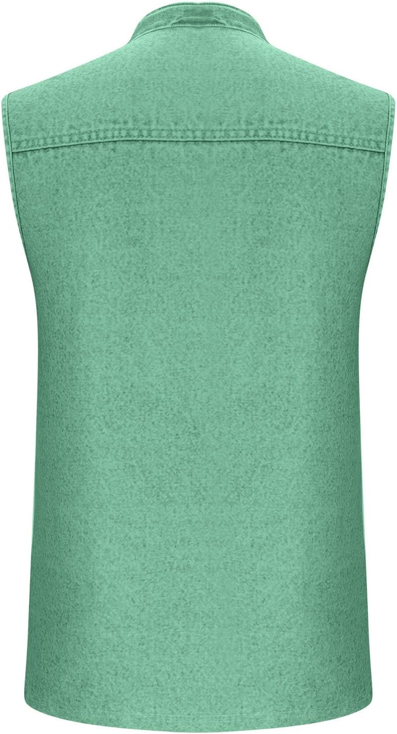 Summer Tank Tops Men Vintage Henley Shirts Big and Tall Button Up Sleeveless Muscle Gym Workout Beach Casual Tee Top