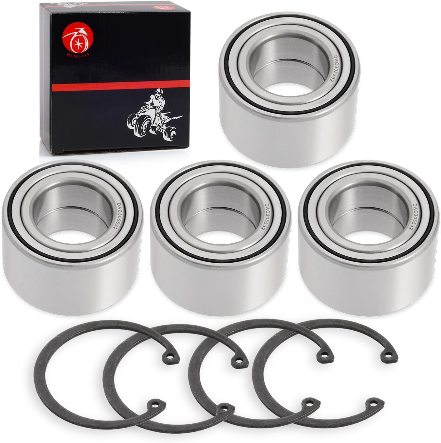 93305-00602-00 Front & Rear Heavy Duty Wheel Bearing 30x55x32mm + CIRCLIP Compatible with YAMAHA GRIZZLY 550 660 700 Kodiak 450 700 2003-2023