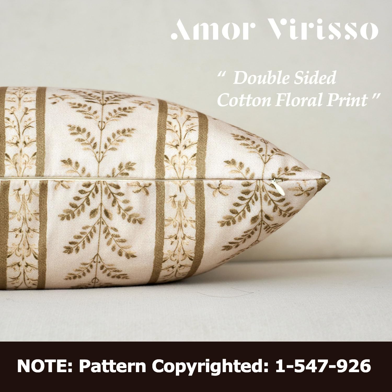Amor Virisso Floral Pillow Covers 18x18 Set of 2 Block Print Pillow Cover Neutral Boho Farmhouse Accent Striped Decorative Pillow Covers for Sofa Bed, Yellow