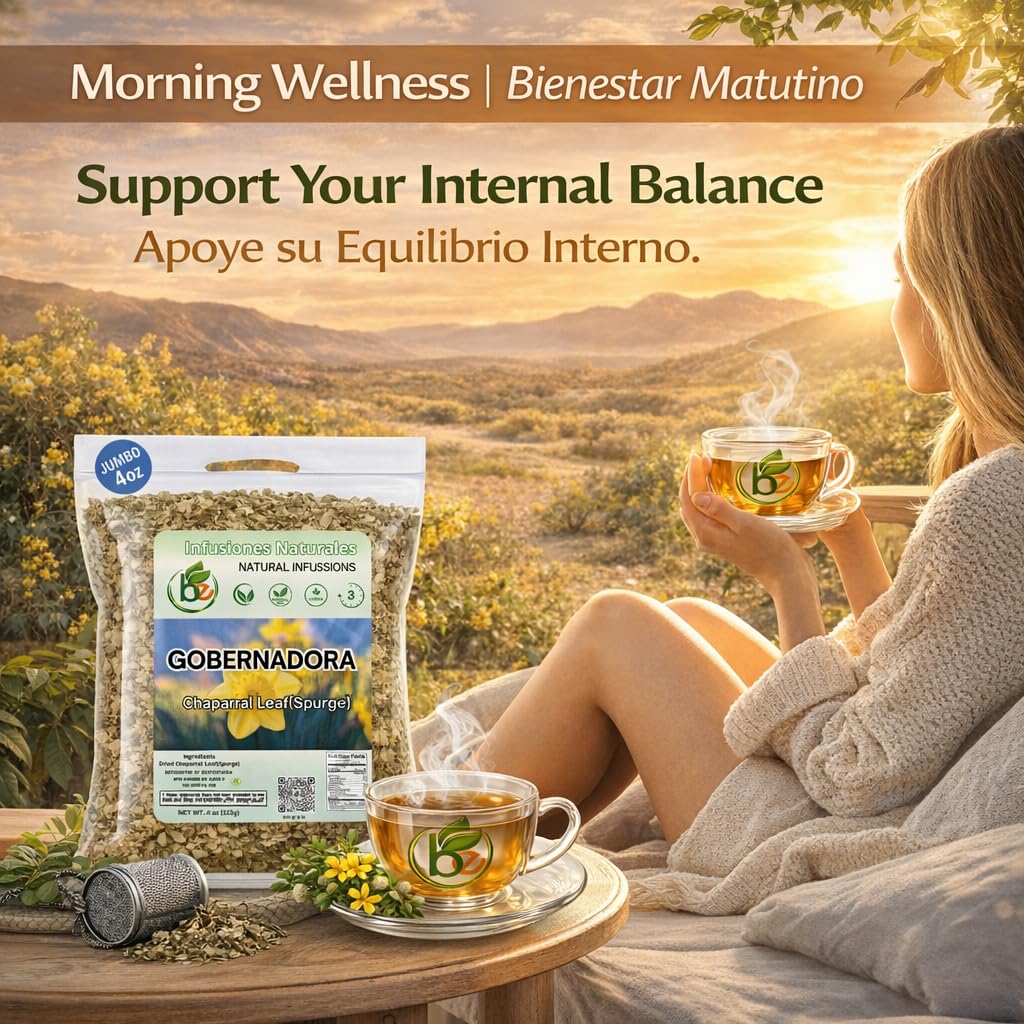 Gobernadora Tea (Chaparral Leaf) 4 oz with Stainless Steel Tea Infuser – 100% Natural Larrea tridentata – Traditional Desert Herb for Wellness – Wildcrafted, Caffeine-Free, Vegan – Authentic by BEXPERTSUSA - Image 3