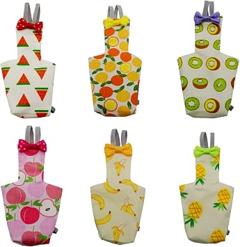 6PCS Washable Reusable Bird Diapers with Waterproof Lining & Adjustable Straps Soft Parrot Diaper Clothes Costume Set for for Parakeets, for Budgies, for Mini Macaws S