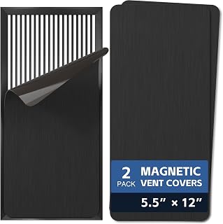 KLOLKUTTA 2-Pack Magnetic Vent Covers 5.5x12" Black - Strong Magnets for Steel Floor Wall Ceiling Registers, Home RV HVAC Energy Savers
