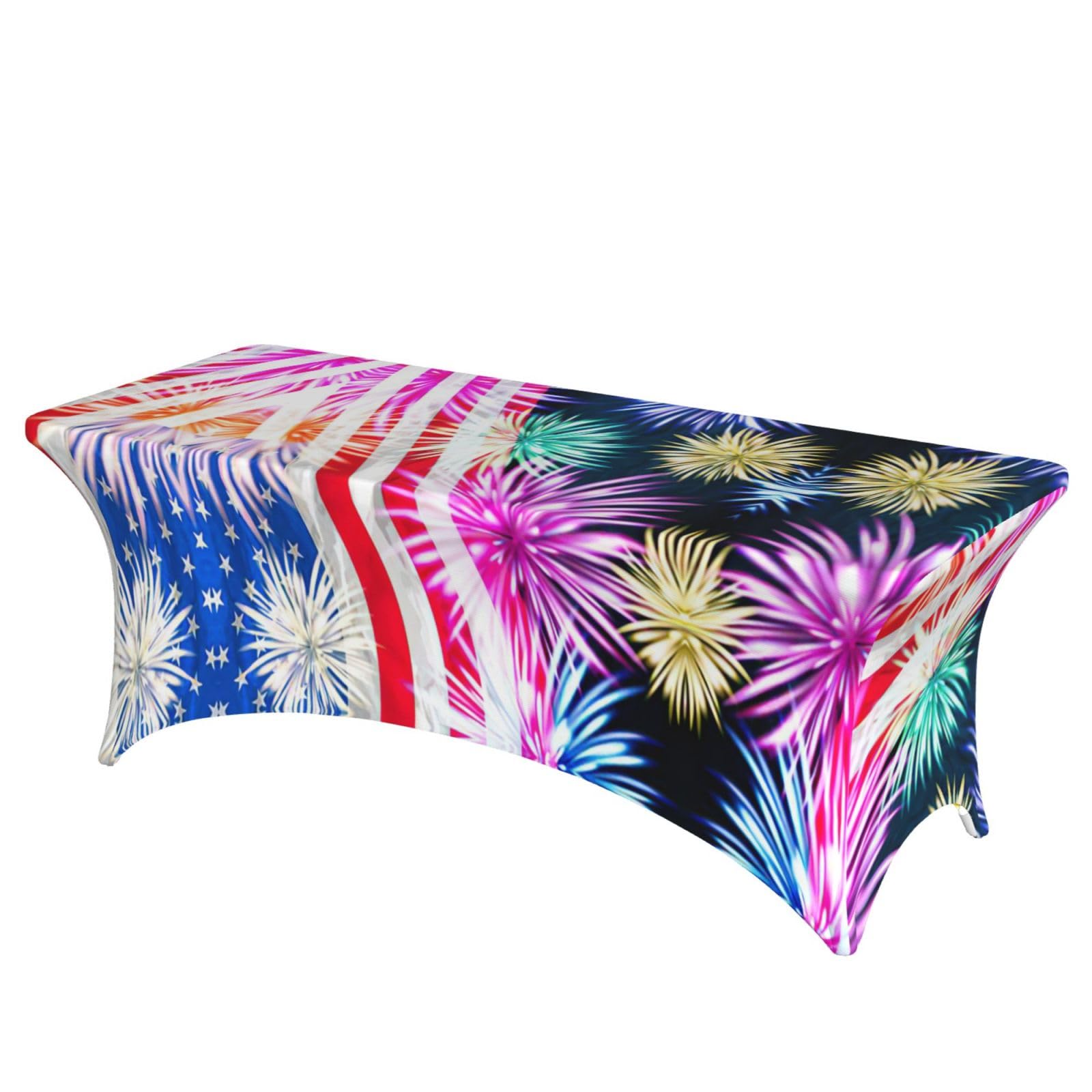 Nappe extensible drapeau américain sans pli pour table rectangulaire