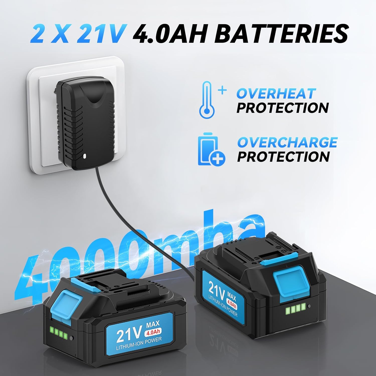 Leaf Blower Cordless,650 CFM & 160 MPH Electric Cordless Leaf Blower with 2 * 4.0Ah Batteries & Noise-Reduction Ear Muffs,3 Speed Powerful Blowing Ideal for Lawn Care, Blowing Leaves, Dust, Snow - Image 3