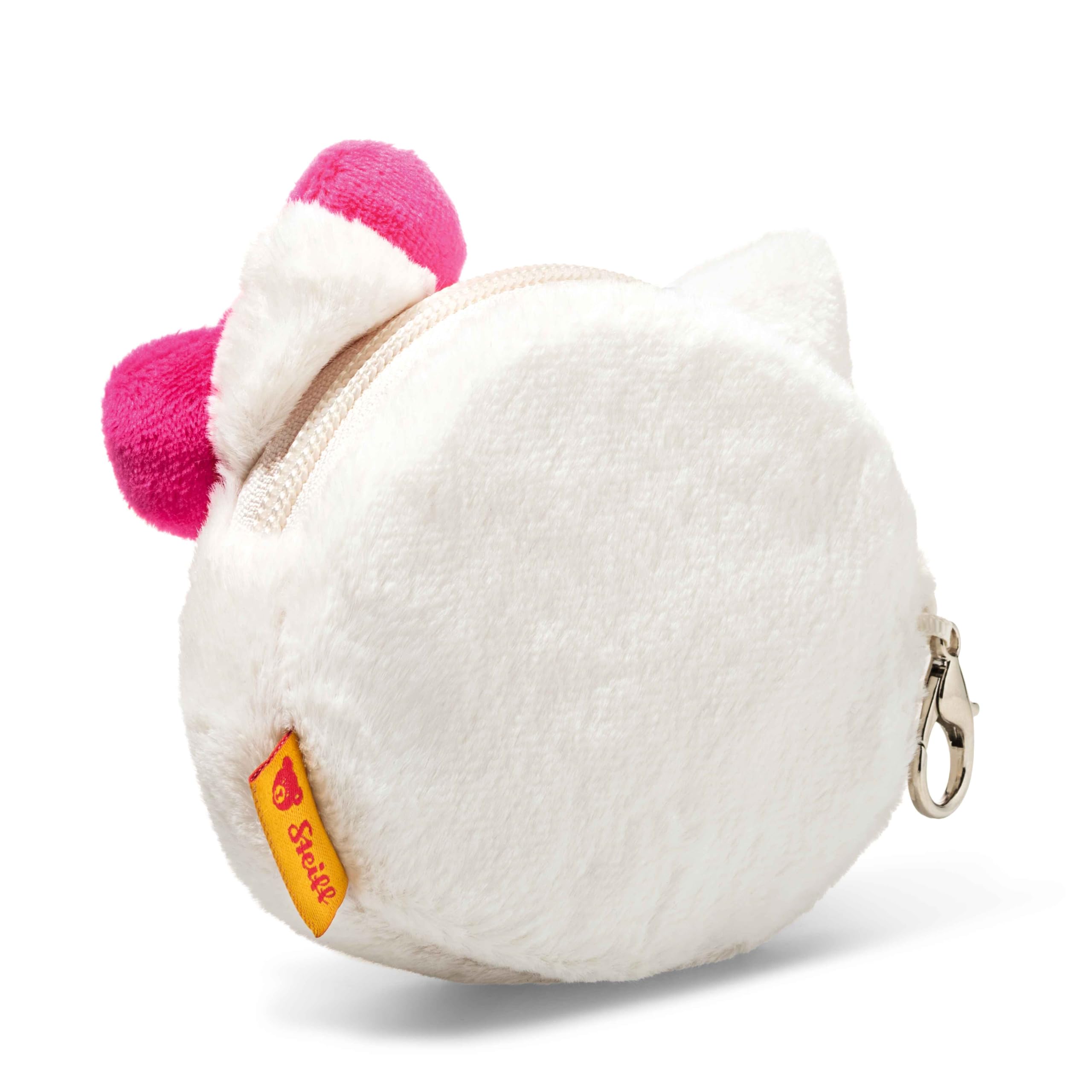 Steiff Hello Kitty Geldbeutel 10 cm, Plüsch Portemonnaie mit Karabiner, Hello Kitty Münzbörse mit Kartenfach, ideal für Kinder & Fans