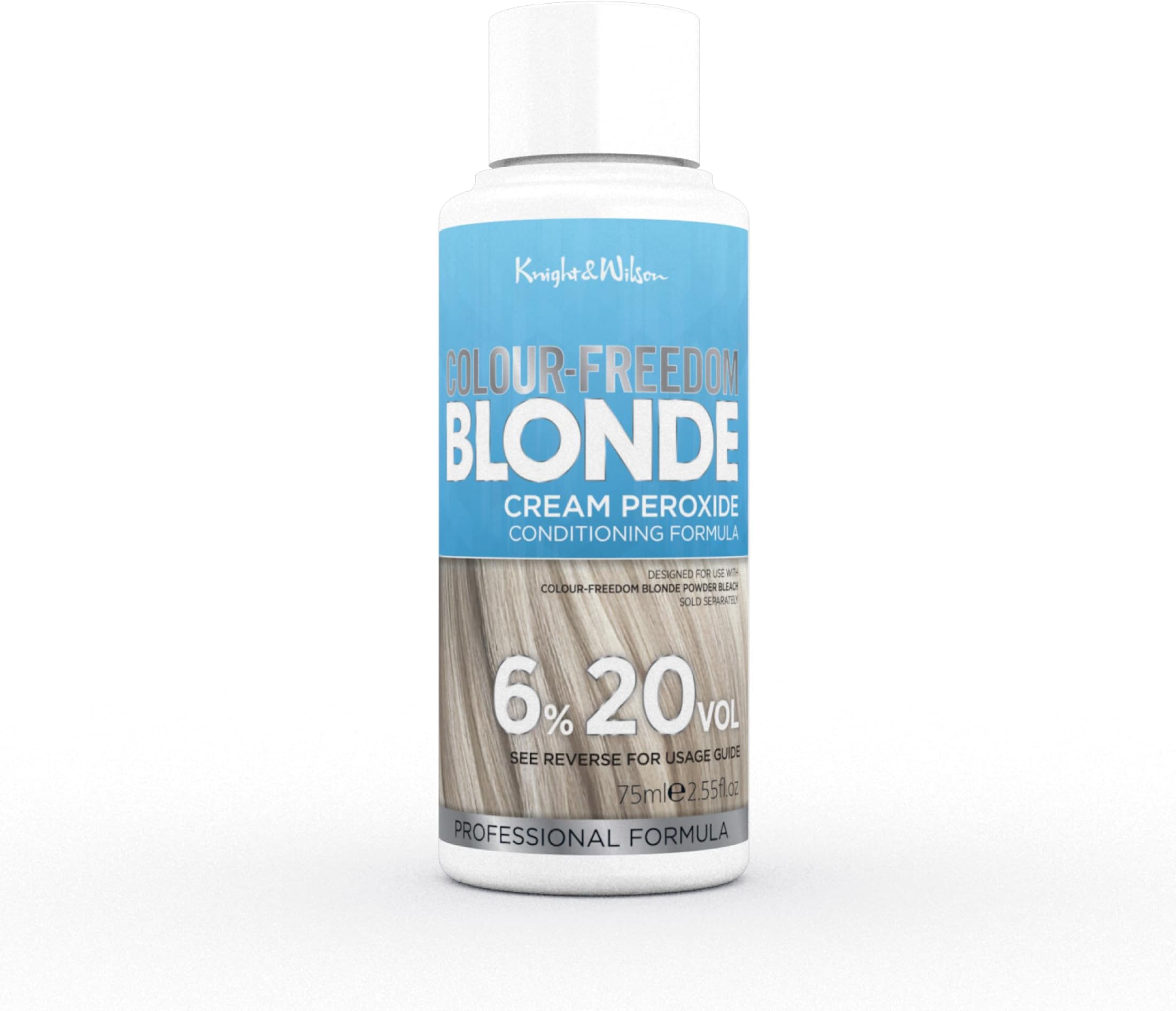 Knight & Wilson Colour Freedom Blonde Developer 6% 20VOL. Permanent lightening high lift Cream Developer For use with Colour Freedom Ultra Lifting Powder Bleach. 75ml
