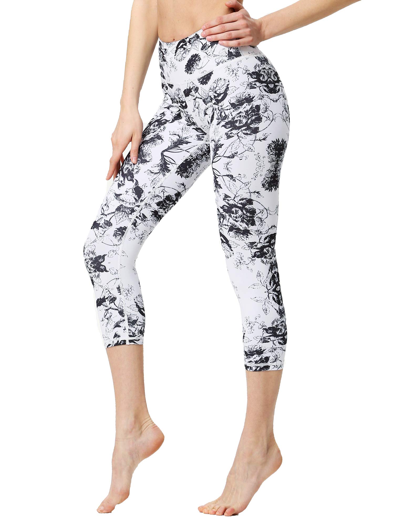 FLYILY Leggings da Donna per Yoga Corsa Allenamento Controllo Pancia Pantaloni 3/4 Fitness Pantaloni da Sportivi