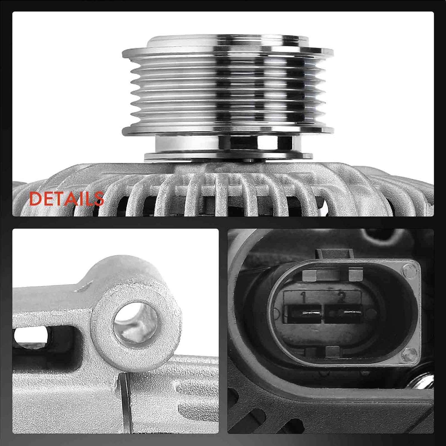 A-Premium Alternator Compatible with Audi A6 2006 2007 2008 V6 3.2L, A6 Quattro 2005 2006 2007 2008 V6 3.2L, 12V 180A Clockwise 6-Groove Clutch Pulley, Replace# TG17C023 06E903016G