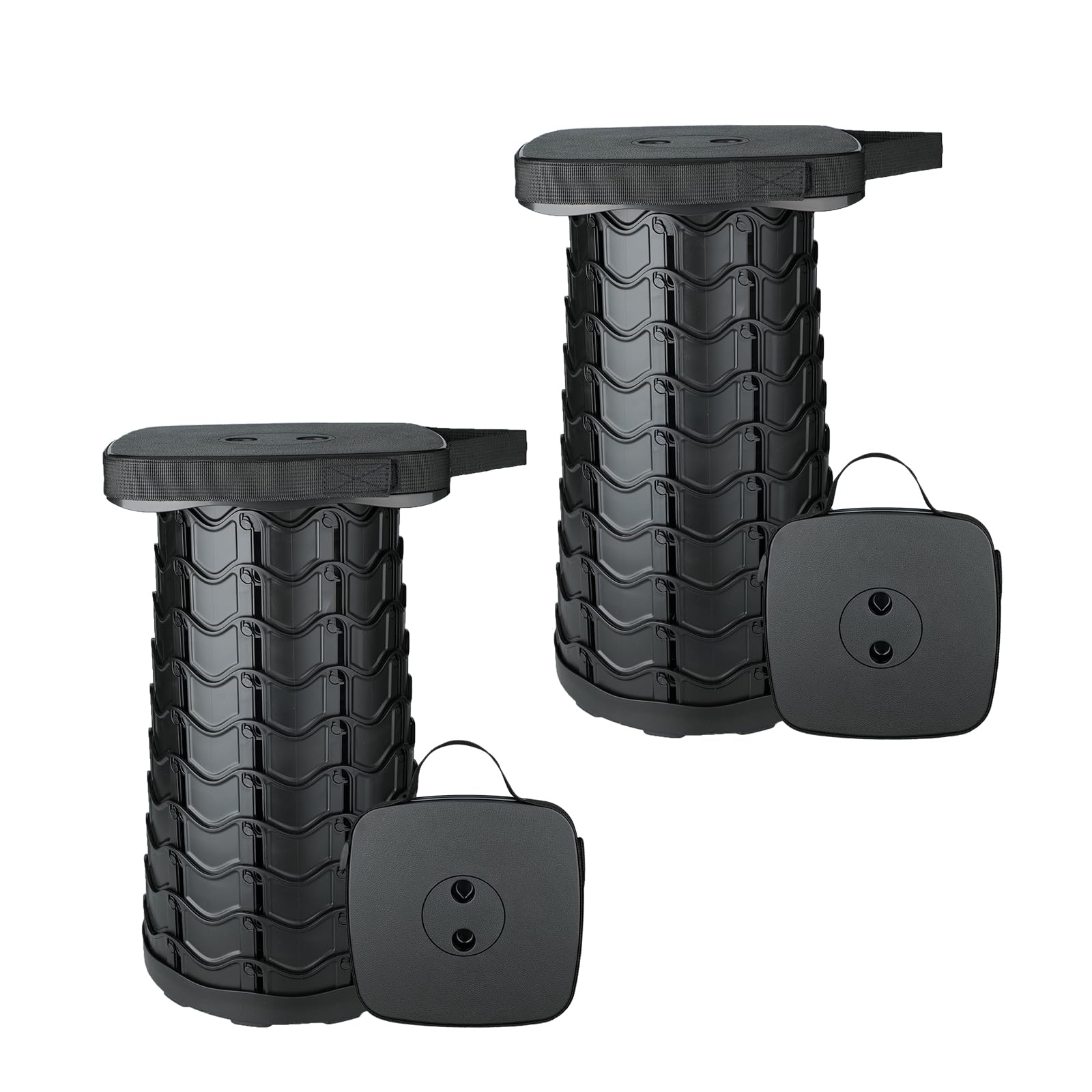 Boreeman 2 Pack Collapsible Stool, Square Shape, Lightweight Yet More Sturdy with Load Capacity 400lbs, Upgraded Portable Stool for Camping Fishing Hiking BBQ
