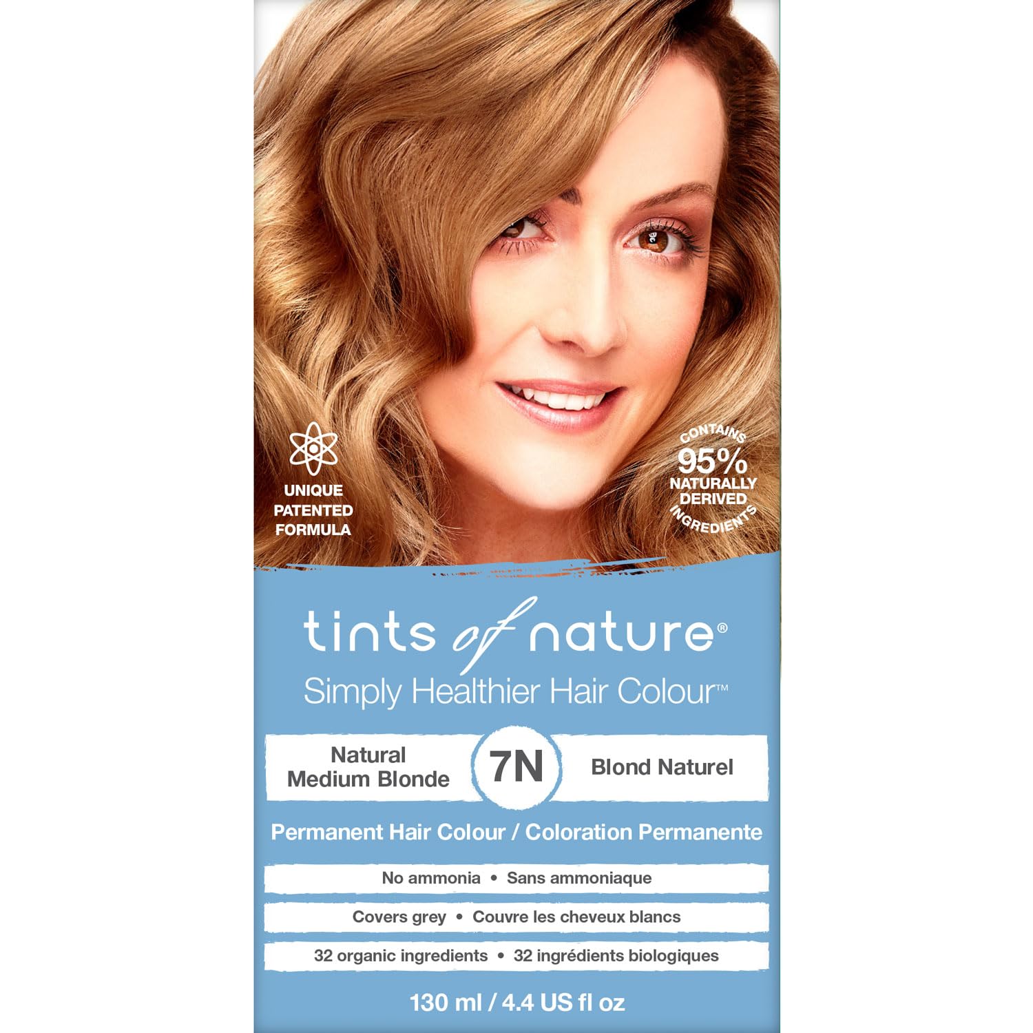 Tints Of Nature Organic 7N Natural Medium Blonde Permanent Hair Colour, 130 ml