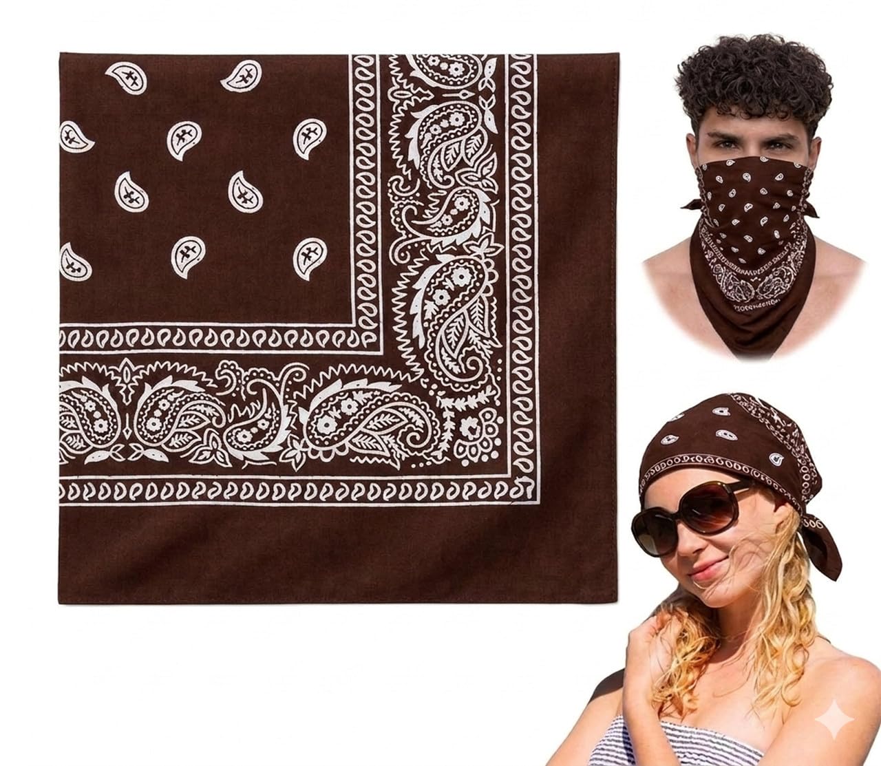 Unisex Soft Breathable 100% Cotton Bandana for Men & Women | Head Band for Men Bike Riding, Scarf for Men, Head Scarf for Women, Multi-Purpose Paisley Printed Square 50x50 cm-image-43