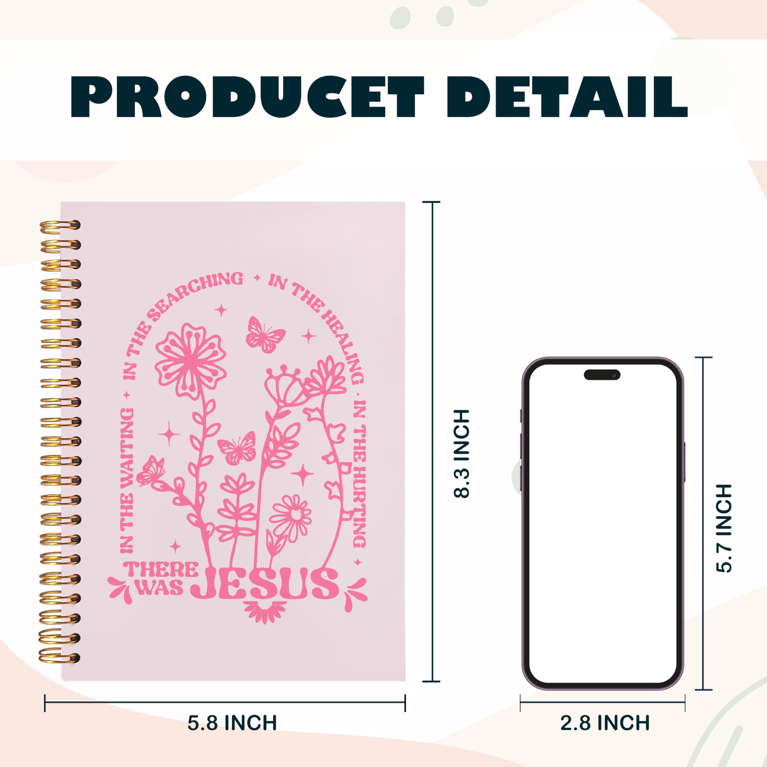 BearCake Cuaderno cristiano floral bohemio, regalos cristianos para mujeres, cuadernos de la Biblia para tomar notas, cuaderno de diario bíblico, cuaderno de espiral de tapa dura Where the Jesus, 5.5
