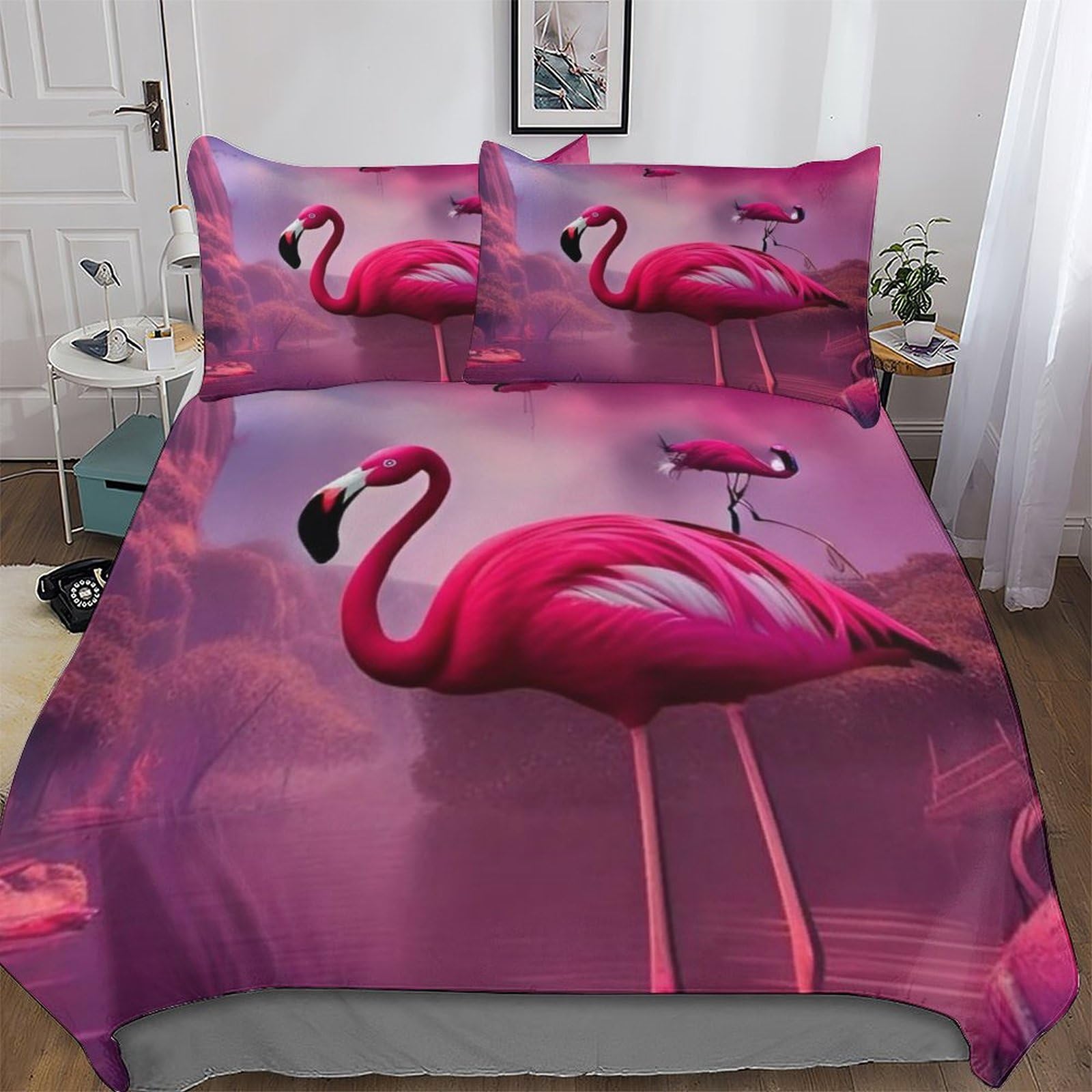 Housse de couette 220x240cm microfibre coton premium imprimé aigrette