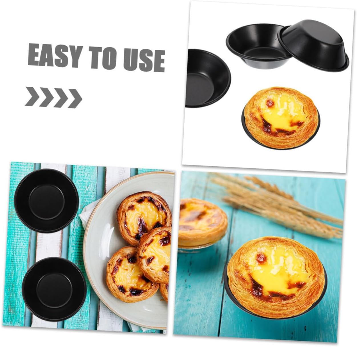 8pcs Non-Stick Egg Tart Mold Mini Pie Baking Pan Set Round Tart Pans for Baking 4-Inch for DIY Desserts and Jelly